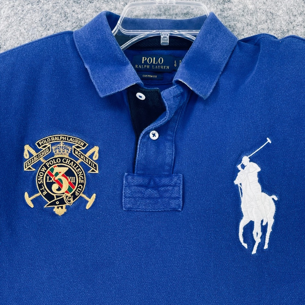 Polo Ralph Lauren Snow Polo Challenge Cup Shirt Men Large Blue Crested Big Pony